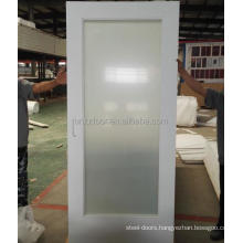 1-Lite White Primed With Dual White Laminated (Obscure) Glass Bathroom Door (Square Sticking) (1-3/4")